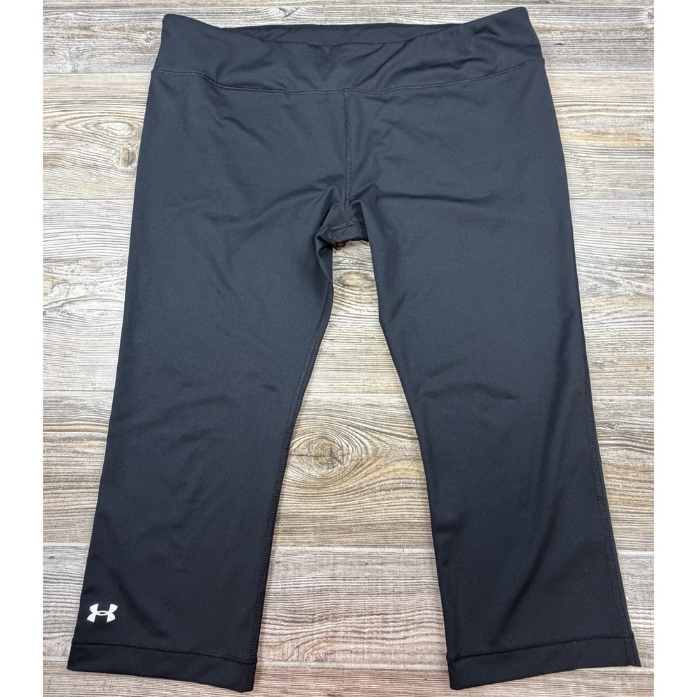 Under Armour Cropped Leggings Heatgear Fitted Black Women's XL Style #1247008